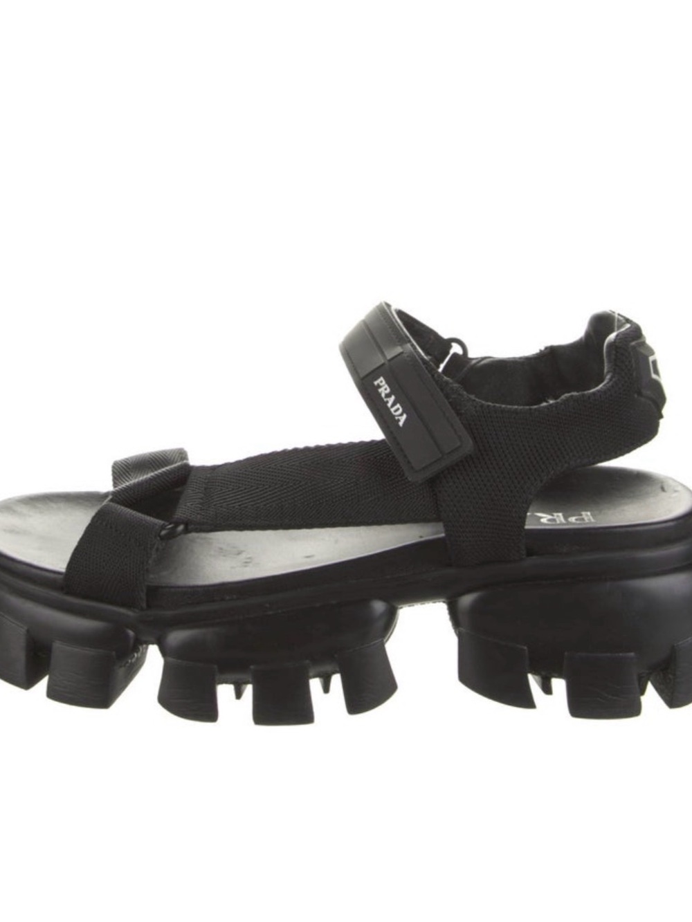 Prada Black Chunky Platform Strap Sandals